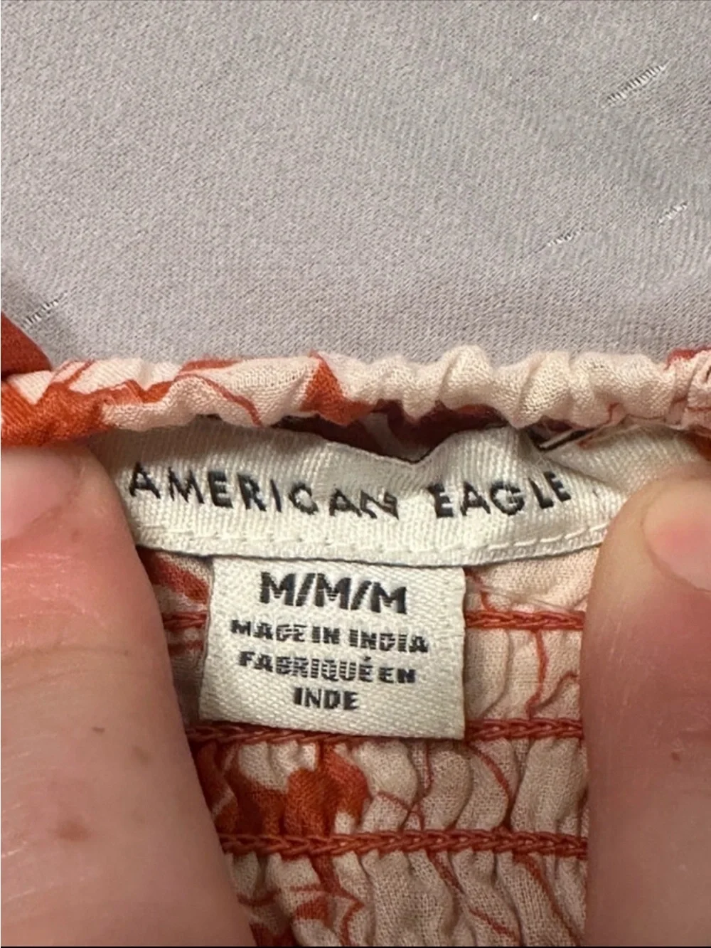 American Eagle Outfitters Orange & White Floral Spaghetti-Strap Crop Top